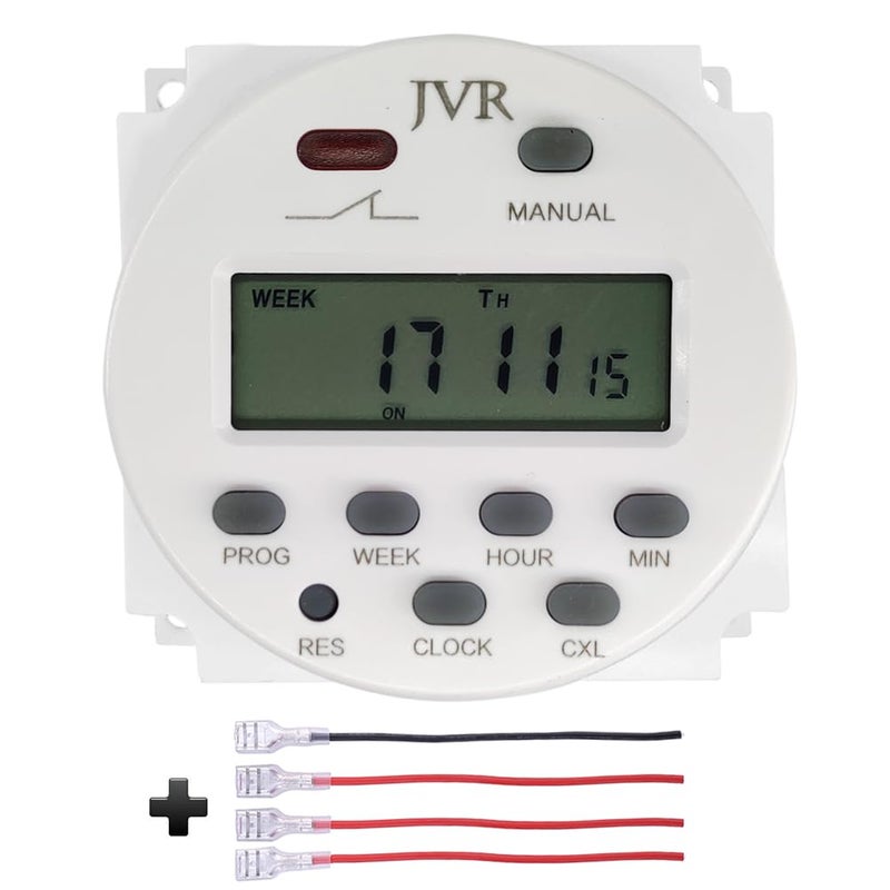 JVR 12V Timer Switch - Programmable, DC/AC/Solar Battery Powered | 12 Volt JVR Timer Relay - Image 1